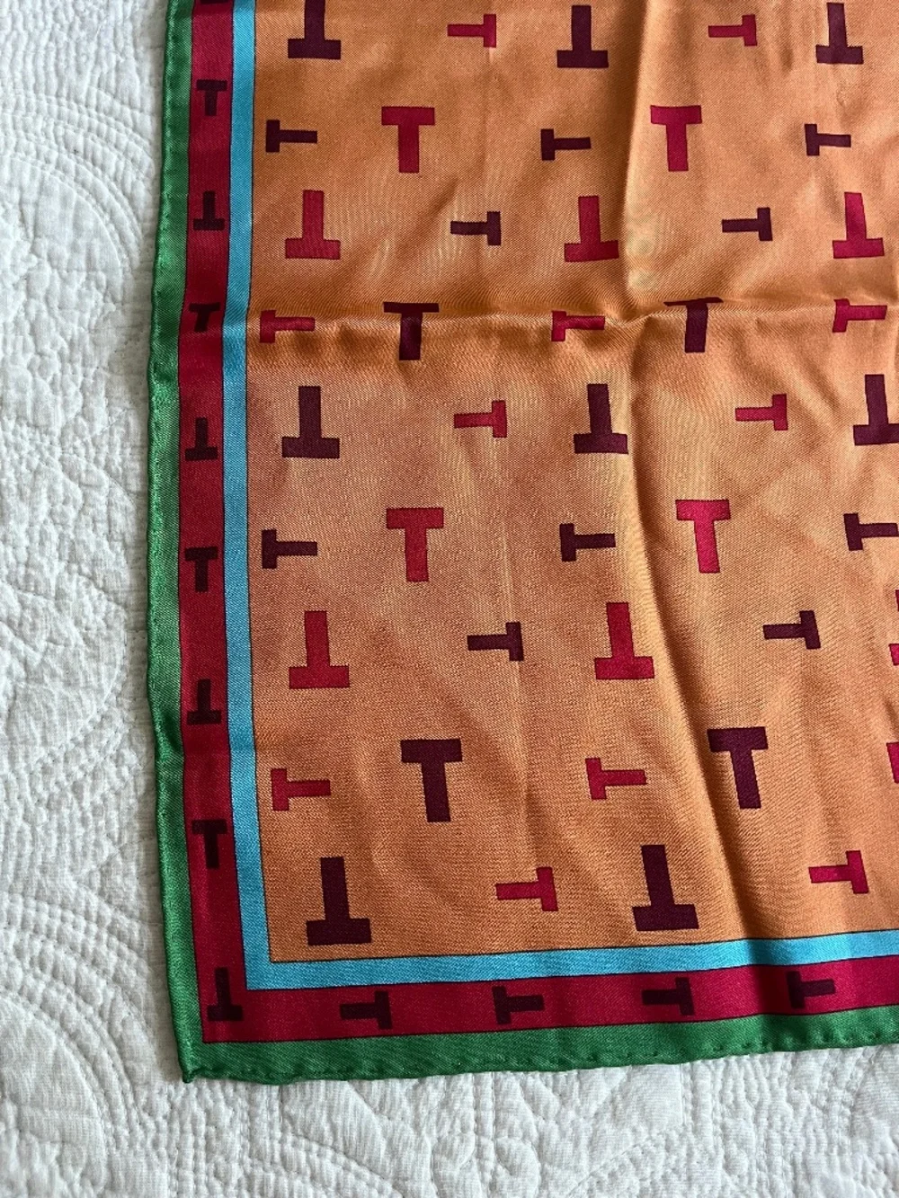 Tod's Orange, Pink,  and Green Silk Scarf